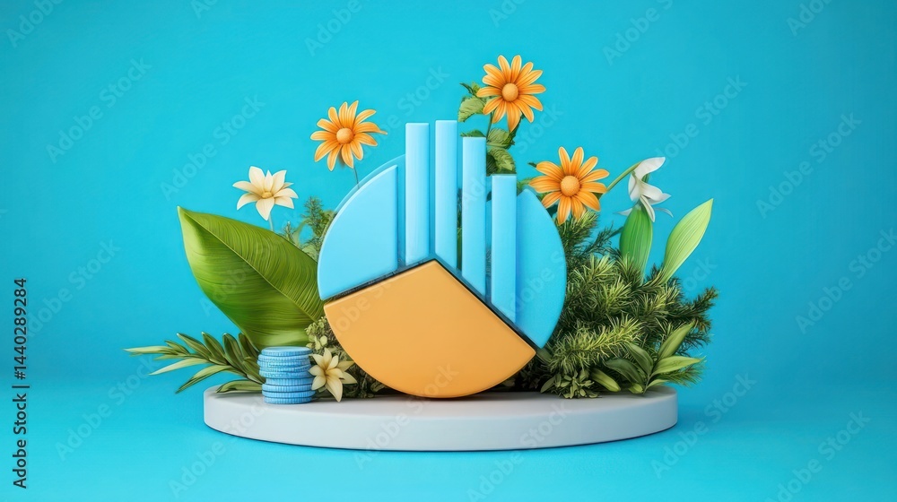 Poster springtime data visualization on a pedestal