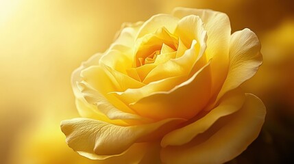 Golden Rose Blossom: A Detailed Close-Up of its Petals in Warm Light