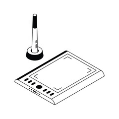 Drawing tablet icon creatively designed in isometric style