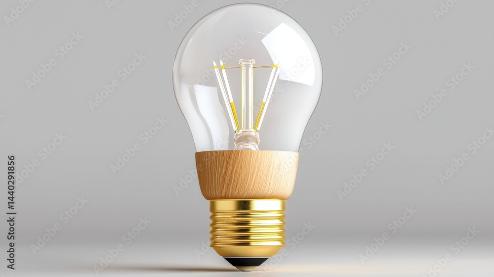 Poster high-key product shot of led bulb in daylight white setting, clean and sharp visual style