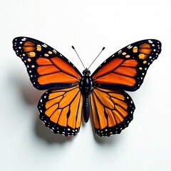 Fototapeta premium Vibrant and colorful monarch butterfly design on a clean white backdrop, Colorful, Wildlife, Graphics