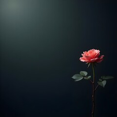 Blooming Rose Flower Against Dark Background