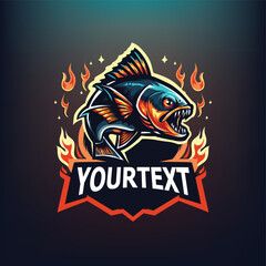 Piranha fish abstract logo