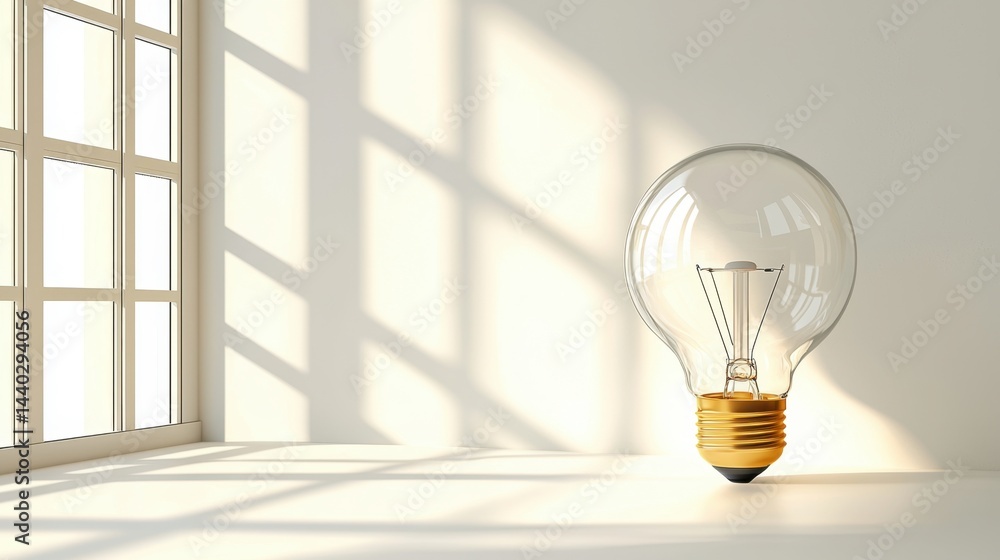 Poster led light bulb angled slightly on smooth white background with subtle shadowing
