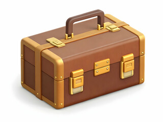 Elegant Vintage Travel Suitcase with Gold Accents and Handle