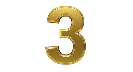 Fototapeta premium 3d golden number three isolated white background