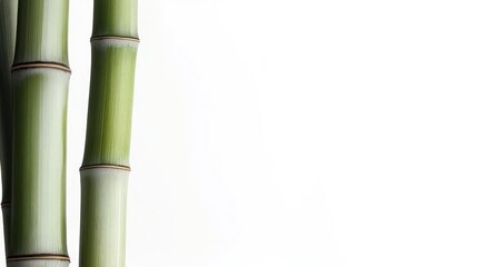 Obraz premium Zen Still Life: Fresh Green Bamboo Stalks Against a Minimalist White Backdrop