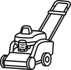 brush cutter machine line art, black outline, vector and illustration, coloring book page line art drawing