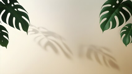 Monstera Leaf Shadows on Neutral Background Creates a Tropical Vibe