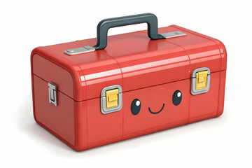 Cute Red Tool Box with Smiling Face for Fun and Playful Projects