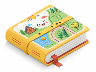 Colorful Illustrated Journal with Nature Theme and Happy Face Design