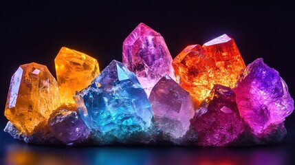 Fototapeta premium Vibrant Cluster of Gemstones: A Symphony of Colors