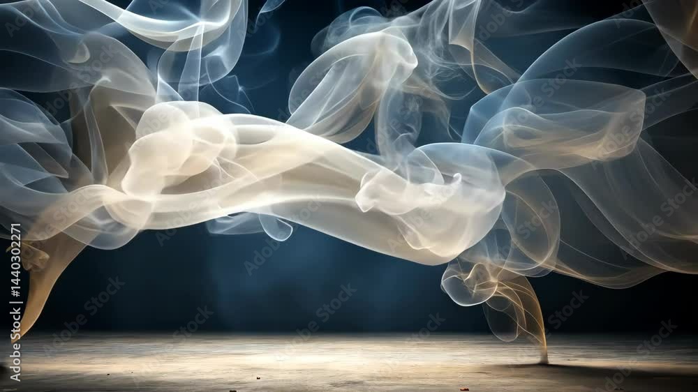 Aufkleber whimsical wisps of smoke dance and twirl, creating an ethereal ballet of light and shadow on a myste