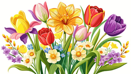 Very beautiful freisteller tulpen und narzissen zu ostern white background 