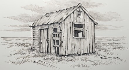 Obraz premium Rustic shed drawing
