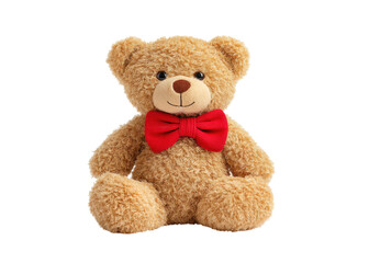 Obraz premium Cute and Cuddly Teddy Bear with Red Bow Tie on a White Background