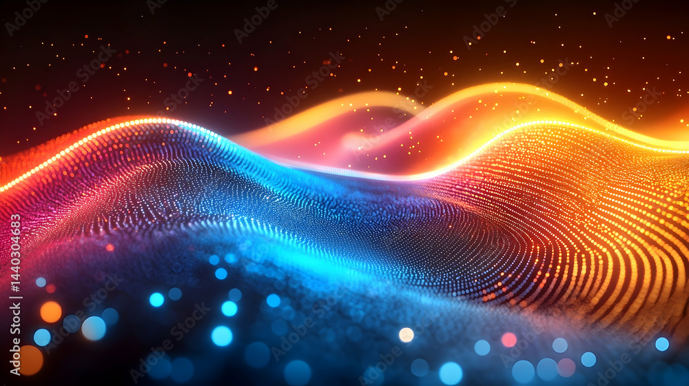 Poster abstract digital composition of flowing waves and dynamic colors