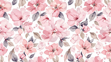 Seamless, Repeating Watercolor Flower Background Pattern. Repeating Fashion Design Pattern.
