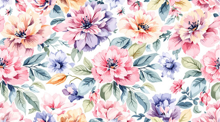 Seamless pattern with flowers and leaves. Hand drawn background. floral pattern for wallpaper or fabric. Flower rose. Botanic Tile.