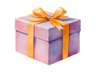 Obraz premium A purple box with a yellow ribbon on top
