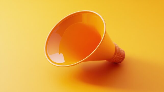 Bright orange megaphone on a vibrant yellow background