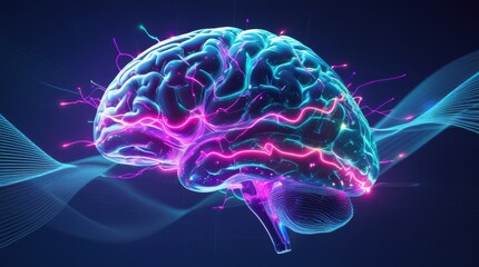Fototapeta premium futuristic glowing brain with neural connections, digital concept