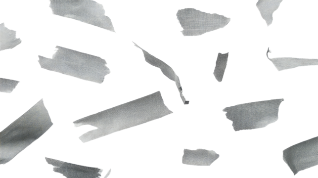 Abstract composition of scattered metallic strips and fragments, creating a unique and dynamic visual texture for design, art, or creative projects with a modern aesthetic.