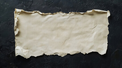 Fototapeta premium Vintage Crumpled Paper Piece on a Dark Textured Background for Artistic Expressions, Calligraphy, Invitations, and Background Designs for Creative Projects