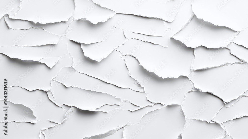 Poster abstract background of torn white paper pieces creating a layered texture design ideal for creative 