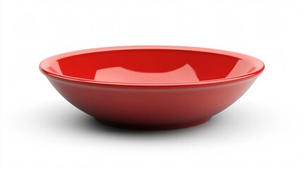 Classic Red Bowl on White Background - Elegant Tableware Photography