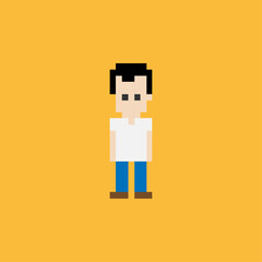 Pixelated boy icon flat vector design