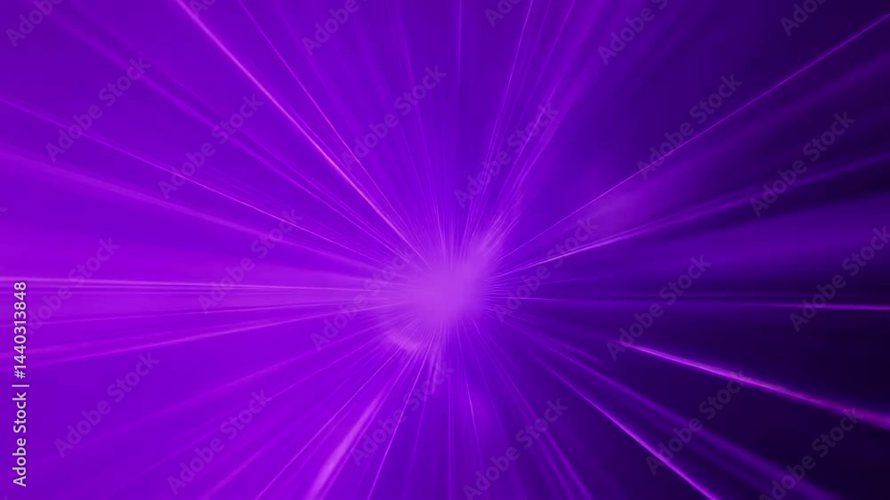 Poster abstract visual of vibrant purple light rays emanating towards the center, creating a dynamic and en