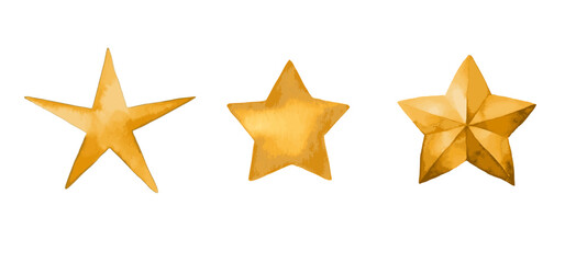 Obraz premium star icons in watercolor style. hand painted yellow stars doodles
