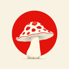 Amanita Mushroom with Red Circle Background