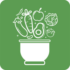 vector illustration of a green plant, Vector Design Vegan Delicacy Icon Style, Fruit Bowl icon vector image Can be used for Brunch