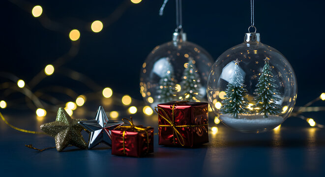 Elegant Christmas Ornaments with Fairy Lights