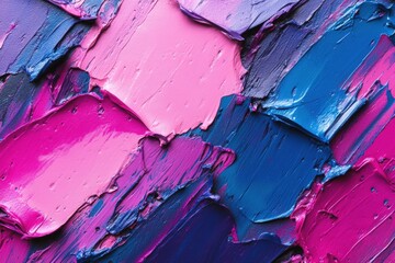 Colorful textures created from thick paint layers in shades of pink, purple, and blue