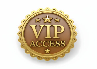 Golden VIP Access Badge with Three Stars for Exclusive Entry