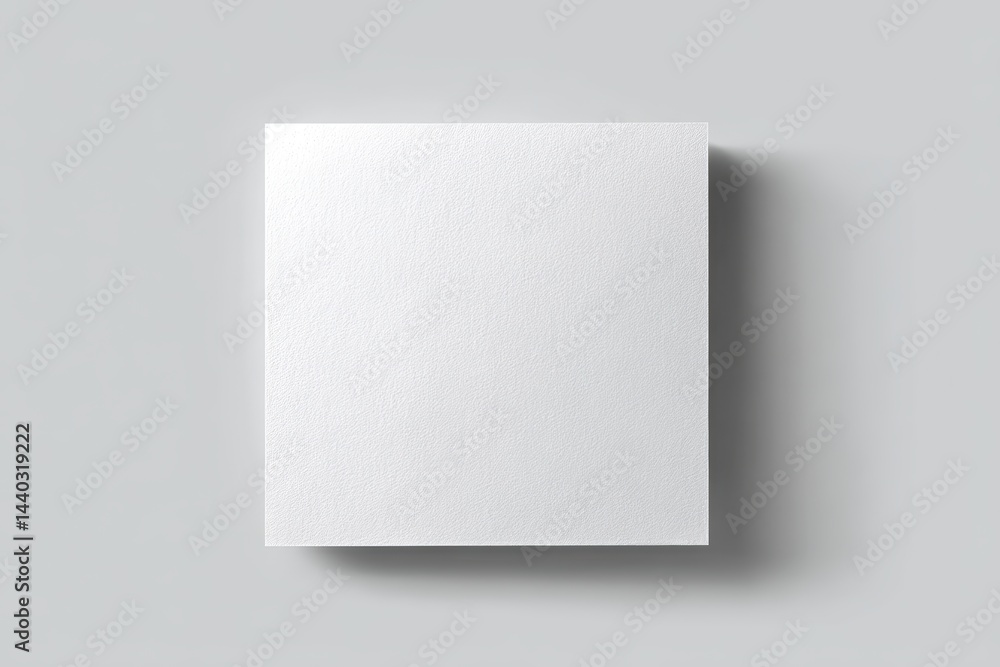 Poster minimalist white square object centered on a light gray background, casting a soft shadow.