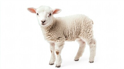 Fototapeta premium Adorable Small Lamb on White Background - Professional Photography