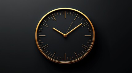 Golden clock face on black background