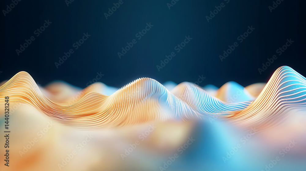 Poster dynamic wave patterns abstract visualization digital art modern environment aerial view innovation i