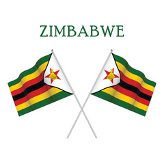 Zimbabwe National Flags Waving in White Background