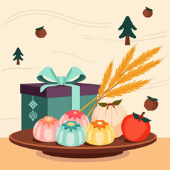 Chuseok Gift Set with Songpyeon and Wheat