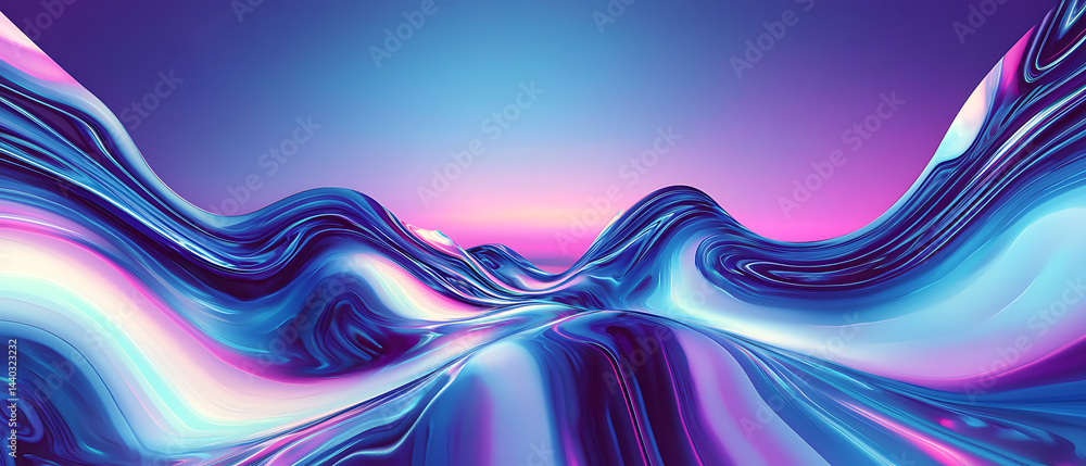 Poster dynamic abstract waves digital art vibrant colors futuristic environment aerial view conceptual visu
