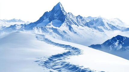 Snowy mountain peak against a clear blue sky.