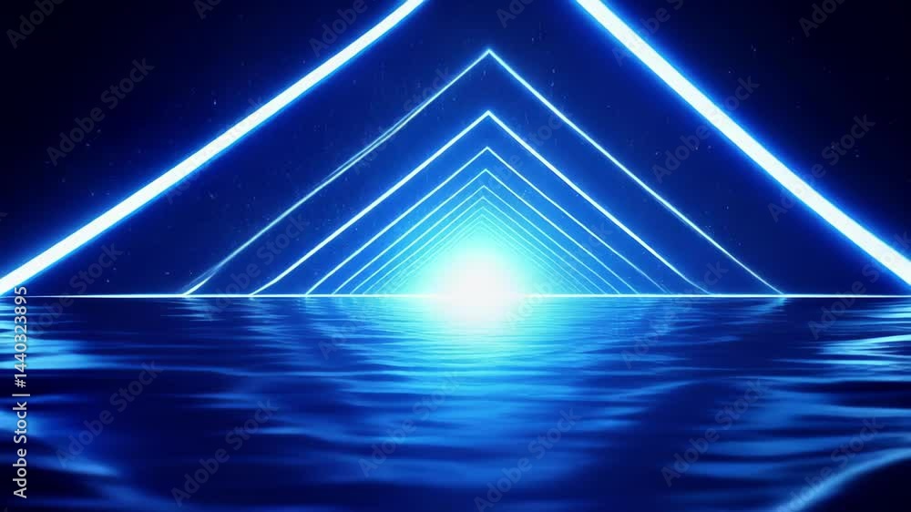 Aufkleber a mesmerizing view of vibrant blue geometric patterns with surrounding water reflecting light, creat