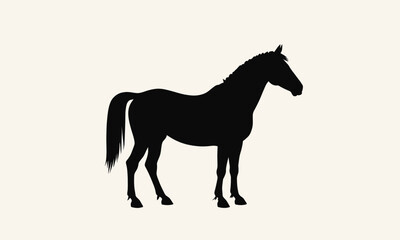 Elegant Black Horse Silhouette on Cream Background