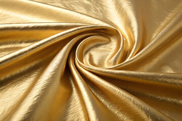 Golden Satin Fabric Background with Smooth and Shiny Texture
