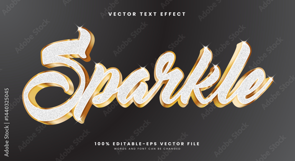 Poster sparkle shiny style 3d editable text effect template suitable for particle concept